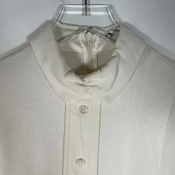 Carven Women's Button Front Mini Shirt Dress 40 / S Long Puff Sleeve Flowy - Picture 3 of 8